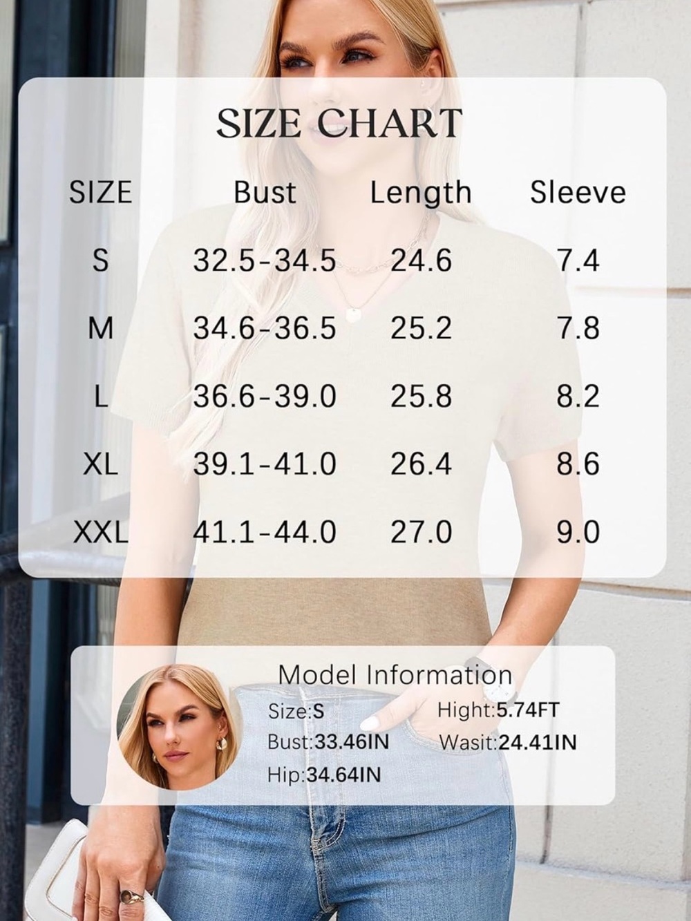Blue V-Neck Short Sleeve Sweater - Picture 8 of 8